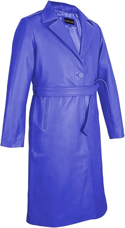 Women's Long Coat - Pure Leather Jacket Suit Coat - Slim Fit Button Down Coats for Outwear