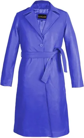 Women's Long Coat - Pure Leather Jacket Suit Coat - Slim Fit Button Down Coats for Outwear