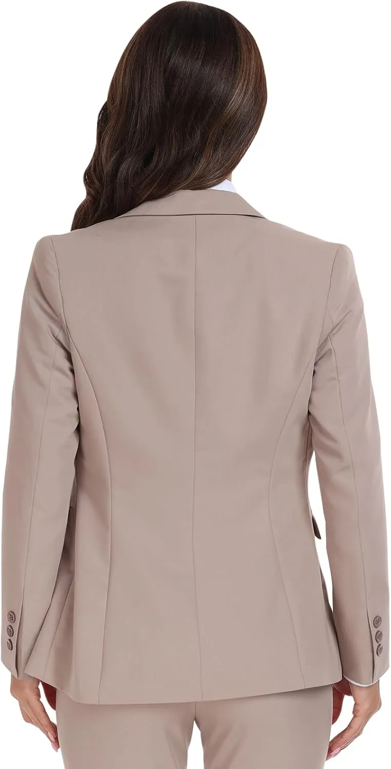 Women's Long Sleeve Blazers Open Front One Button Notch Lapel Business Office Jacket Coats Casual Outfits for Work
