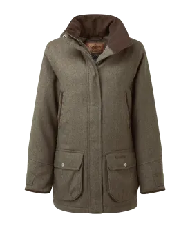 Women's Ptarmigan Tweed Coat - Loden Green Herringbone Tweed