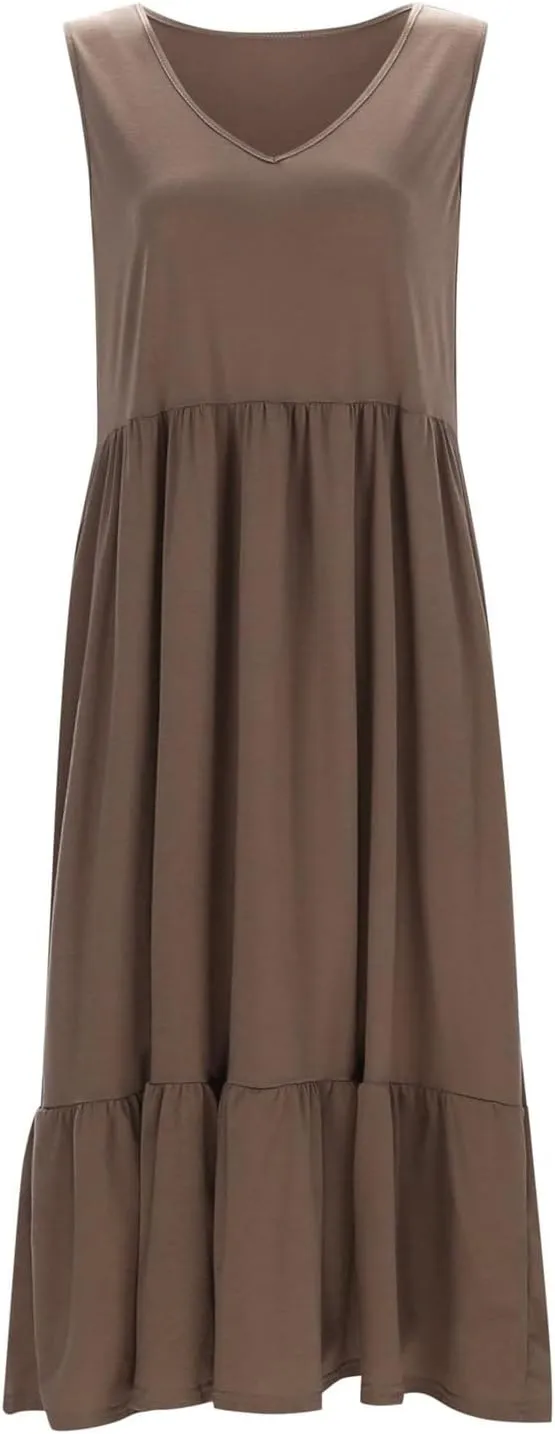 Women's Summer Maxi Casual Dresses 2024 Cold Shoulder V Neck Short Sleeve Dress